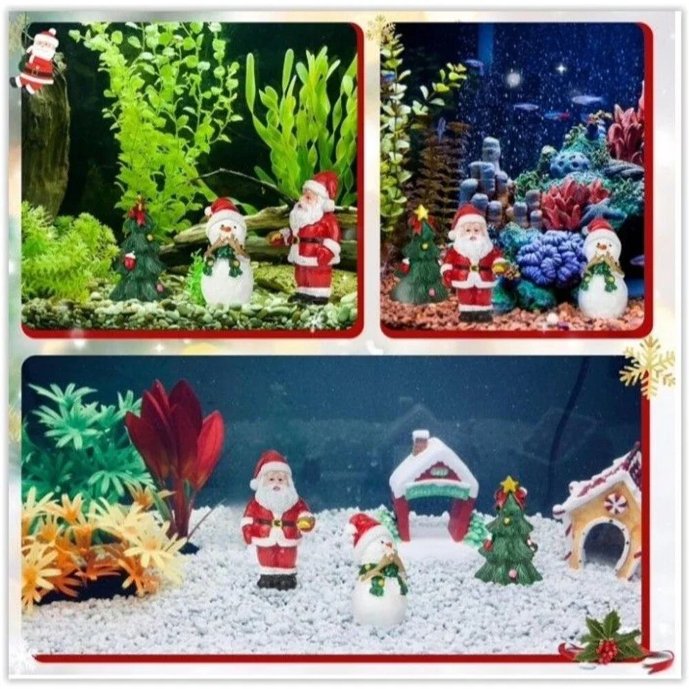 9 Pcs Christmas Aquarium Decorations - Fish Tank Heavy Figures Multicolor NEW